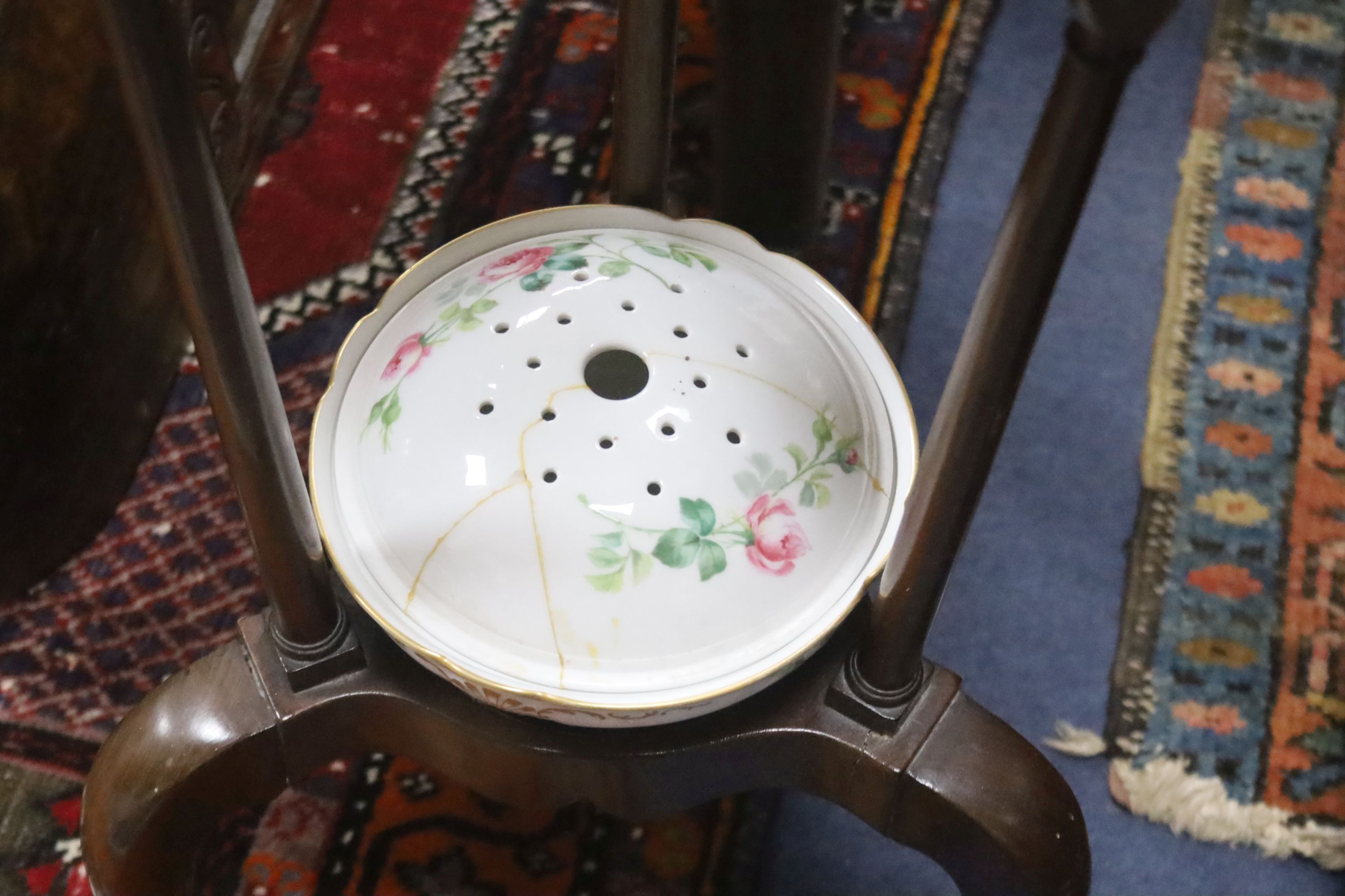 A George II mahogany washstand, together with a Limoges washstand set